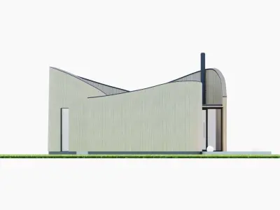 Family House  13 - Created with fully parametric Revit Families Low-poly 3D model