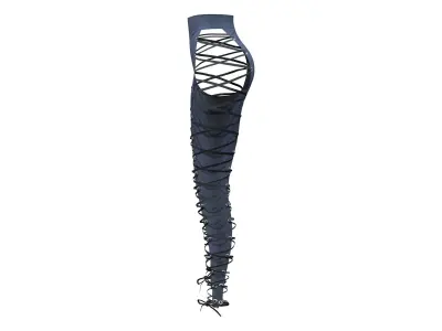 Jeans With Laces Low-poly 3D model