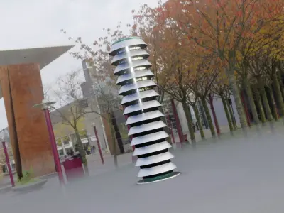 Low-Poly Moss Green Light Column 26 - Street Light Set-9 Low-poly 3D model