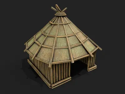 Bamboo Shelter 7 Low-poly 3D model