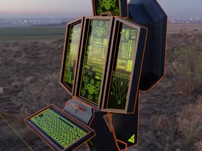 Sci-Fi Console-Computer 2 Low-poly 3D model