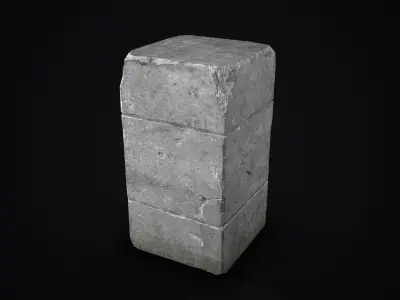 Old concrete block Low-poly 3D model