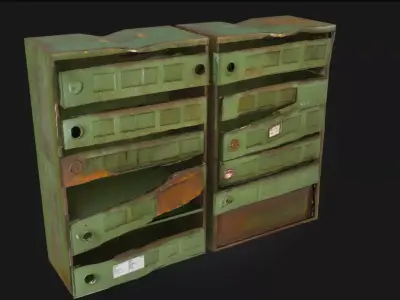 Old Green Mailboxes Vintage Postal Units 3D model