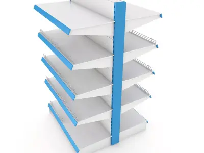 Supermarket Double Shelf Module 3D model