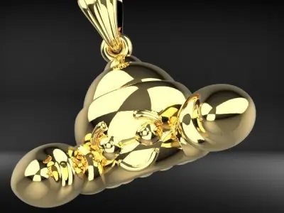 Happy Hermit Crab Pendant Necklace Charm Bracelet Jewelry 3D print model