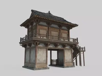 Gateway of ancient Asian architecture 3D model