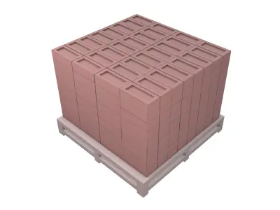 Lowpoly Pallet of Bricks v1 002 Low-poly 3D model
