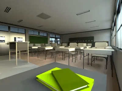 Based - Anime School Room 3D Model - V2 - Source model 3D model