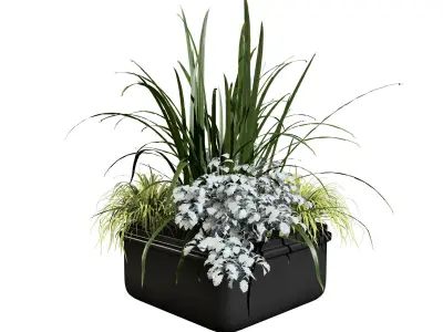 Urban Street Planter with Colorful Flowers Low-poly 3D model