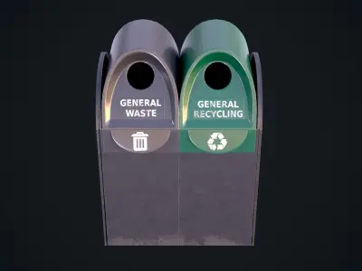 Trash Bin Low-poly 3D model 7