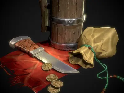 Stylish Tavern Dagger Wine Glass Low-poly 3D model