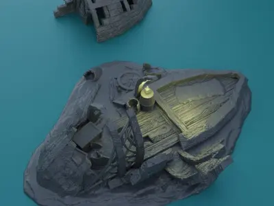 Shipwreck Burrow Tabletop Terrain 28 MM 3D print model