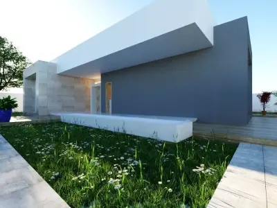 3D Model Modern House on Open Plot  Low-poly 3D model