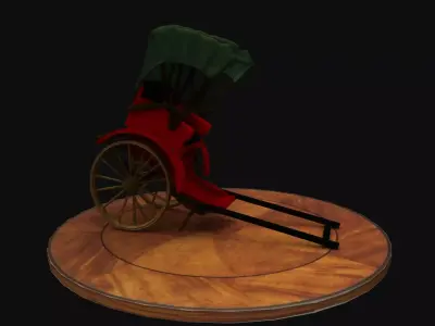 Chinese rickshaw   Low-poly 3D model