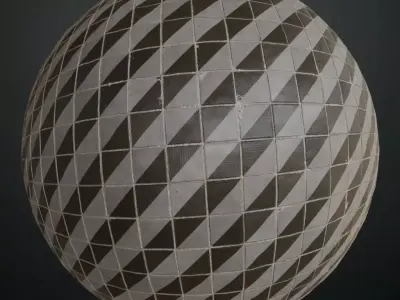 Ornate Gold and Black Damask Ceramic Tiles PBR Seamless Texture