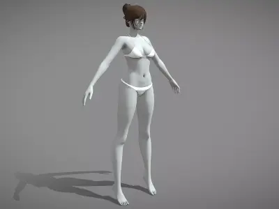Base Mesh Pack - Stylized Female Rigged Low-poly 3D model