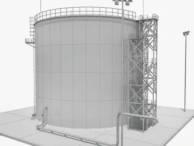 Oil Tank - Refinery Low-poly 3D model