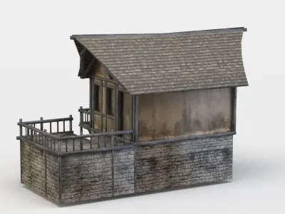 House with balcony Low-poly 3D model