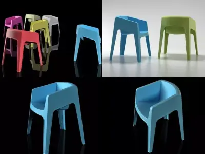 Chair different colored plastic chairs 3D model