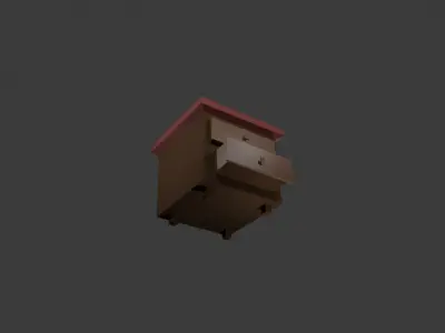3 Bedroom Furniture Models  Nightstand Dresser Wardrobe  Lowpoly Low-poly 3D model
