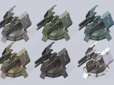 Plasma turret Low-poly 3D model 3
