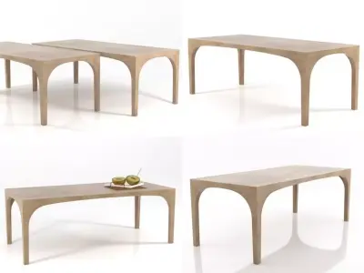Portico four different wooden tables 3D model