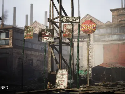 Traffic Sign Abandoned Low-poly 3D model