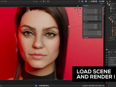 Mila Kunis - Photoreal scene in Blender 3D model
