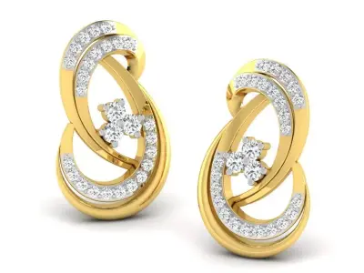 Gold Diamond Women Earring 3D print Model 3D print model 68
