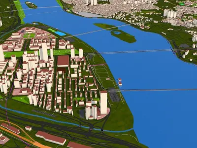 Seoul City South Korea Nov 2020 GIS model Low-poly 3D model