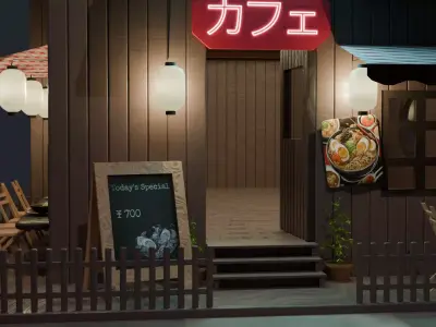 Japanese shop house or Japanese Machiya 3D model