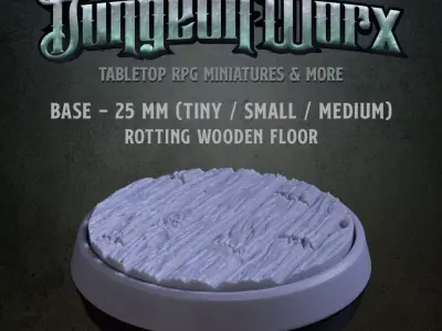 25 mm Tabletop RPG Miniature Base - Rotting Wooden Floor 3D print model