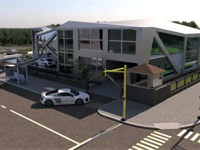 Audi Showroom Concept Exterior Scene 3D model