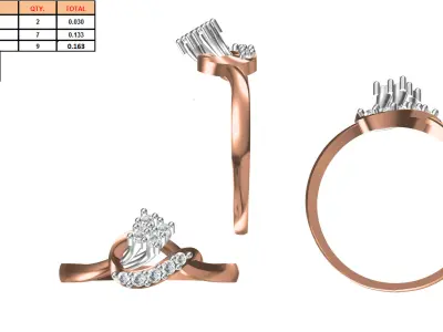 Light Weight Wedding Engagement Women Ring STL JCD Details 3D print model
