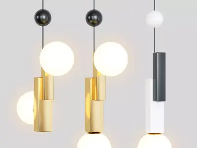 PANSY pendant light with three balls hanging from it 3D model