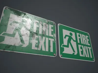 Plastic Exit Sign PBR Game Ready Low-poly 3D model