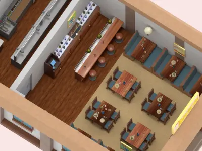 Low-Poly PBR Restaurant Pack Low-poly 3D model