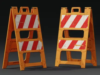 Plastic Barricade B  PBR Game-Ready Low-poly 3D model