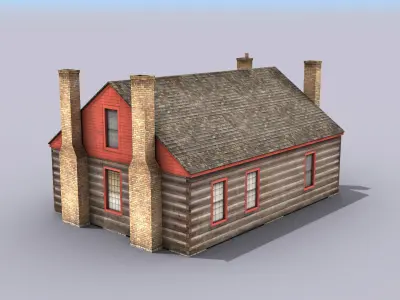 Wooden House Building Low-poly 3D model