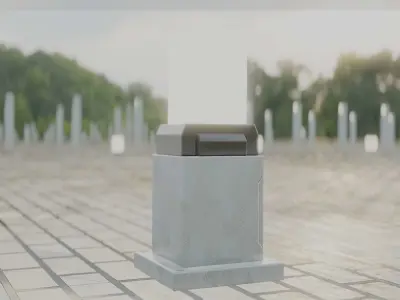 Street Light 8 Bollard 350mm Galvanized Version 3 Low-poly 3D model