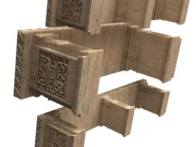 Stone Bench and Table 02 Low-poly 3D model