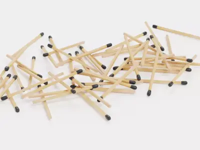 Pile of Safety Matches - Realistic Scattered Sticks 3D model