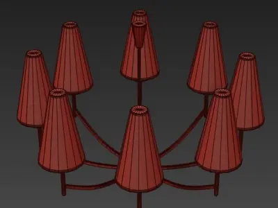 VINTAGE WHITE ITALIAN CHANDELIER IN BRASS AND GLASS 3D model