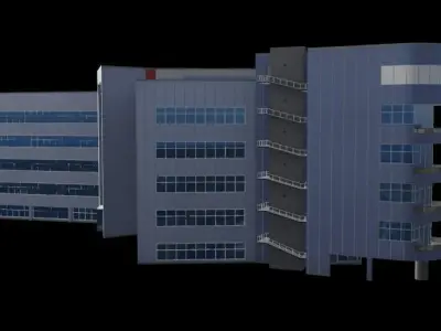 3D Building Low Poly  Low-poly 3D model