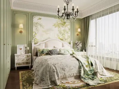 3D model of American bedroom 3D model