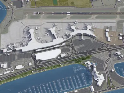 San Diego Airport Low-poly 3D model