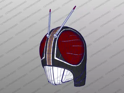Kamen Rider  Black RX helmet paper papekura Low-poly 3D model