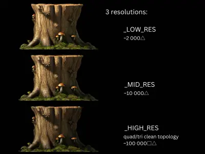 Tree Stumps Pack Low-poly 3D model