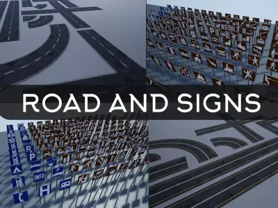 Modular PBR Road and road signs pack