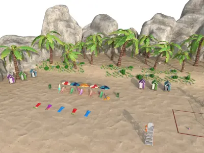 beach cartoon 3D model